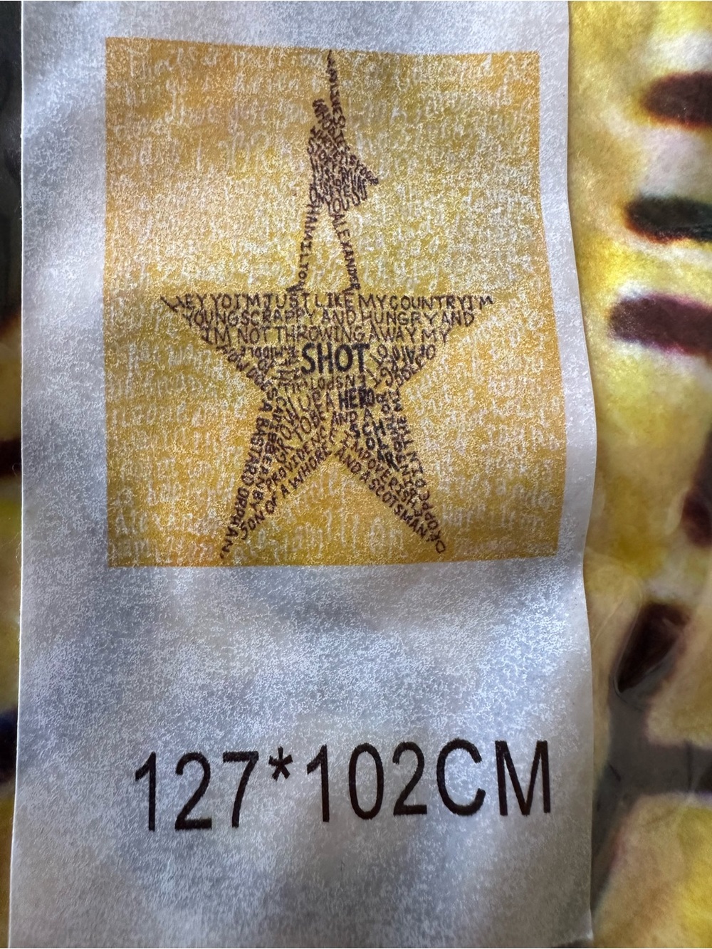 Yellow Star Typography fuzzy blanket new in package.  Pic shows blanket and size